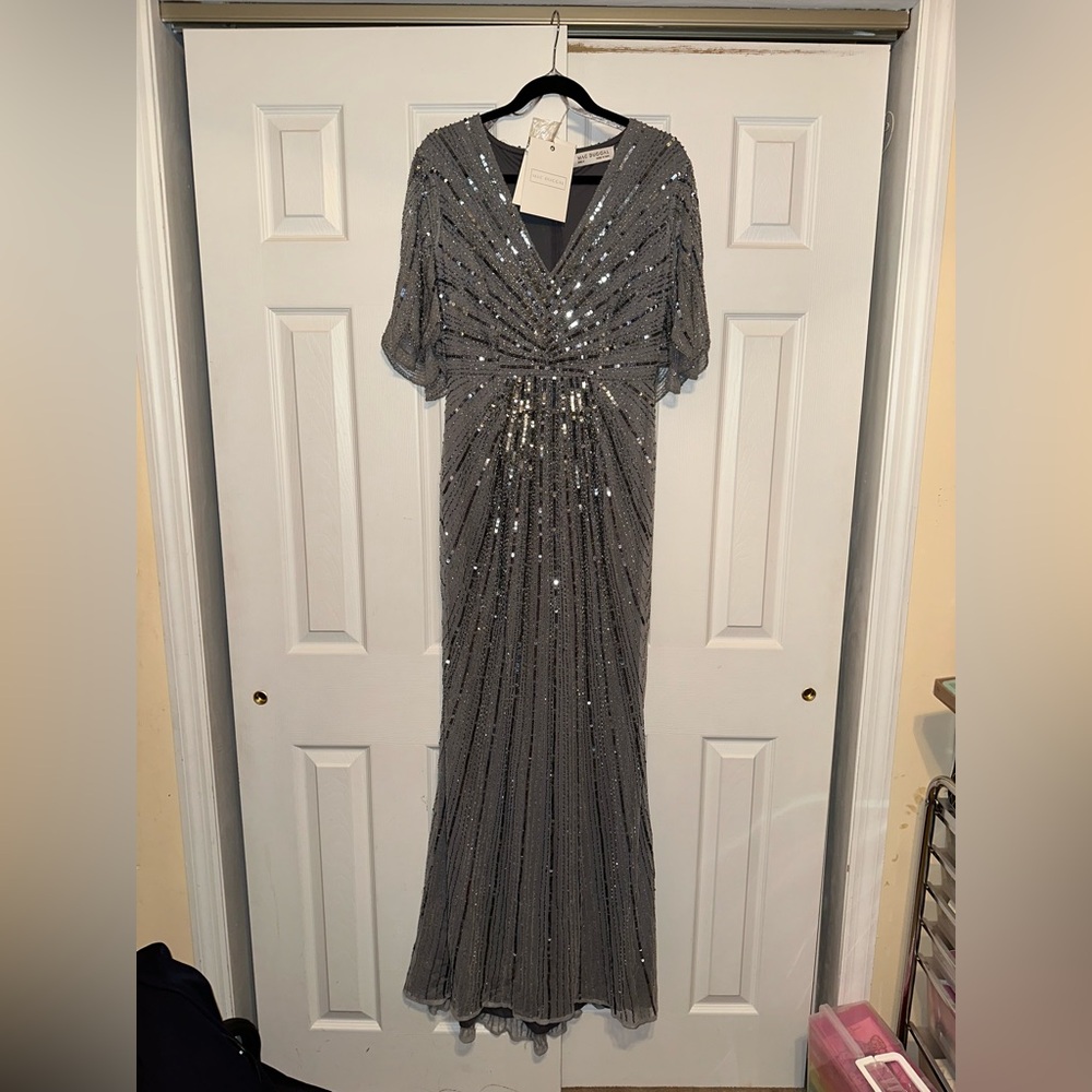 Mac Duggal Silver Embellished Dress